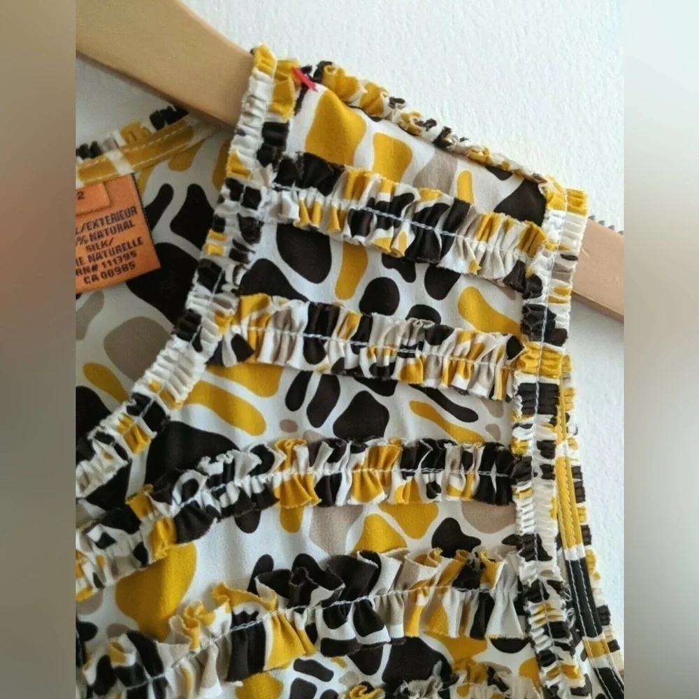 Tory Burch Women's Sleeveless Silk Top - Yellow and Black Sz 8, 016
